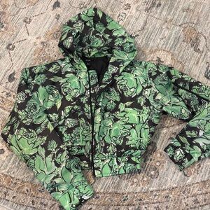 Women’s Crop Green Floral Jacket
